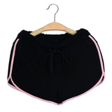 Women Cotton Sports Shorts Binding Side Elastic Waist Running Shorts #